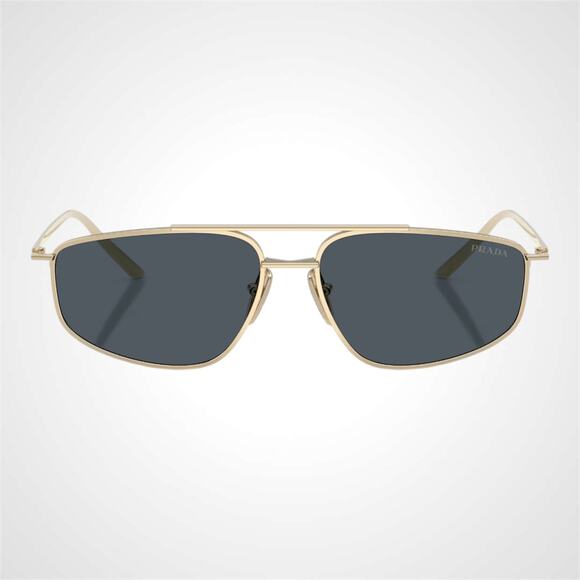 New PRADA Sunglasses Gold Metal Pillow Square Grey Lens 58-15-145mm